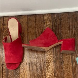 Vince Camuto Bold Red Suede Mules